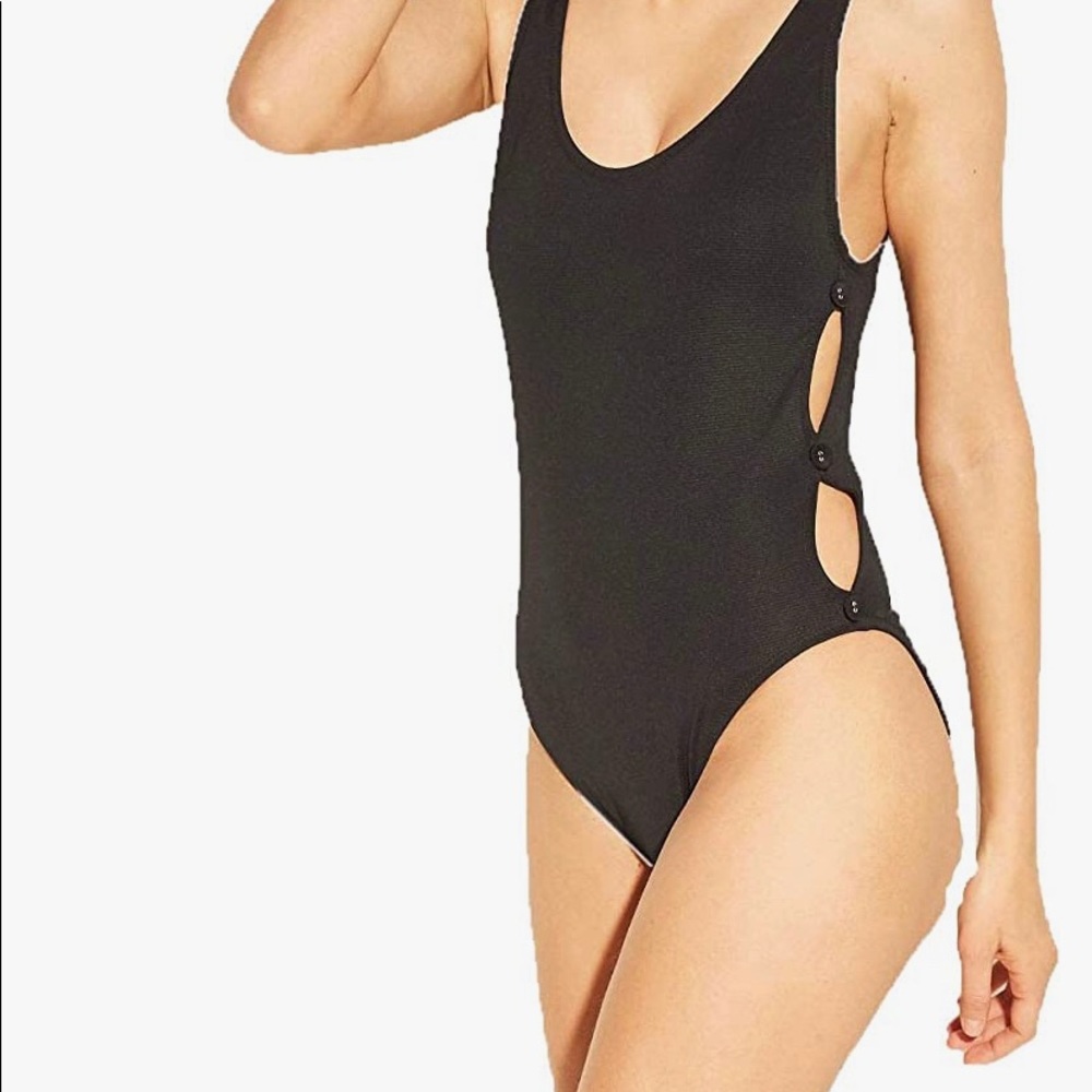 Bathing Suit NWT Shade Shore One Piece Black Side Cutouts     Size M